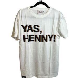 NWT Queer Eye Unisex White Short Sleeve Graphic Tee Shirt “Yes Henny” - Size L